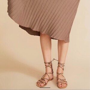 Zara Snakeskin Print Lace Up Flat Gladiator Sandals